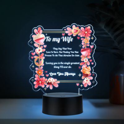 Couples Led Night Lamp Gift Item for Wedding, Anniversary, Birthday & Valentine's Day Romantic Gift for Couples | Multicolored Light (to My Wife Gift)